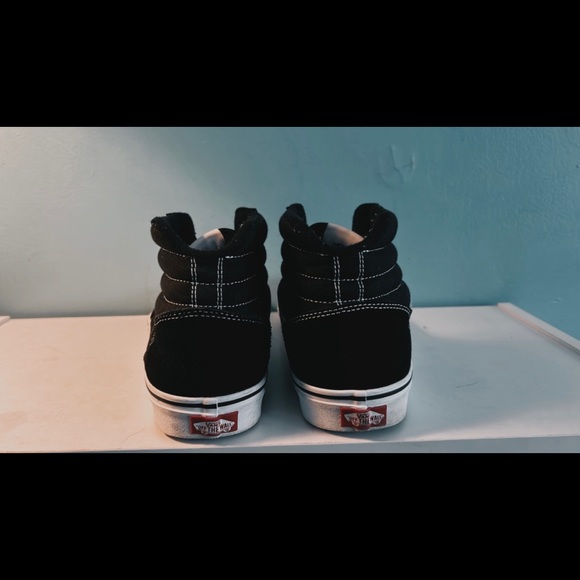 Mens high canvas vans - black/white - mens size 12 - Picture 3 of 4